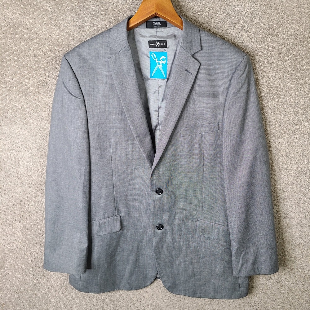 Marc Ecko Jacket Mens 43R Gray Blazer Two Button Rayon Blend Formal Suit Coat